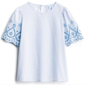 Draper James Eyelet Embroidered Popover Top in Size M
